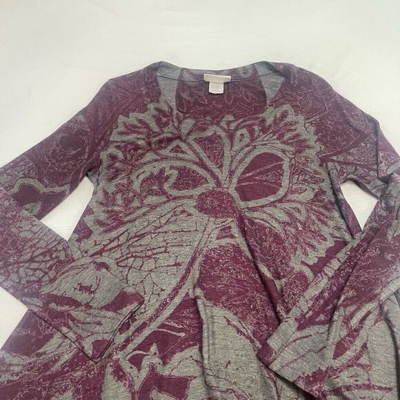 Soft Surroundings Purple Grey Floral Paisley Lagenlook Sweater Size Small - Picture 2 of 8